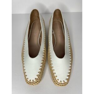 Zara Trafaluc white and tan woven flat shoes